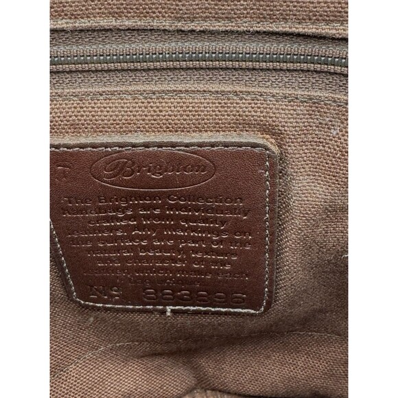 Brighton Vintage Croc Embossed Pebbled Leather Flap Over Brown Purse Bag - Picture 10 of 13